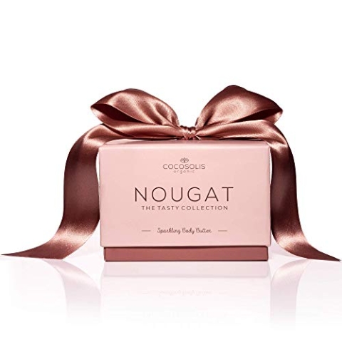 COCOSOLIS NOUGAT Bodycreme - 100% natürliche Körperlotion für Frauen- Luxuriöse Flüssigkeit,eleganter Glanz und Duft, Körpercreme mit Shea und Kakaobutter mit hellbraunem Akzent