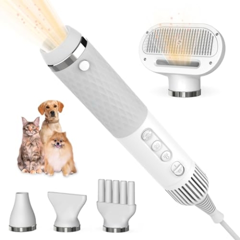 KUUBIA 5-in-1 Hundeföhn 900W | Blower Hundefön | Föhn und Bürste in einem | Tierföhn für Hund & Katze | Hundetrockner | Leise, NTC, Negative Ionen, Tragbar | für alle Rassen und Felltypen - Dryer
