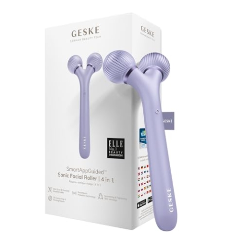 GESKE | SmartAppGuided™ Sonic Facial Roller | 4 in 1 | Gerät für Gesicht | Derma Roller | Professioneller Gesichtsroller | Strafft und definiert die Haut im Gesicht