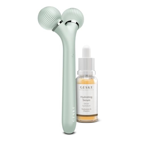 GESKE | Sonic Facial Roller 4 in 1 inkl. Hydrating Serum | SmartAppGuided Dermaroller | Set mit passender Kosmetik-Zugabe | Beauty-Bundle