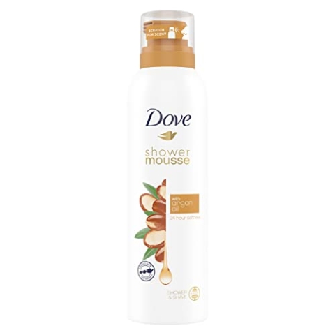 Dove Arganöl Duschschaum angereichert mit ätherischen Ölen Duschmousse für 24h Weichheit 6 x 200ml