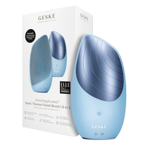 GESKE | SmartAppGuided™ Sonic Thermo Facial Brush | 6 in 1 | Hautreinigung | Reinigungsbürste mit Wärmefunktion | Gesichtsmassagegerät | elektrische Gesichtsbürste | Gesichtsreinigungsgerät
