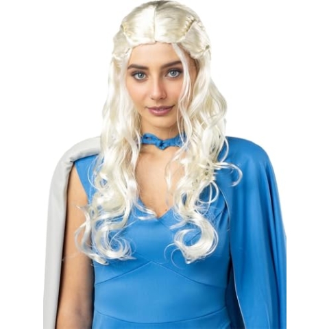 Funidelia | Daenery Targarian Perücke - Game of Thrones für Damen Khaleesi, Daenerys Targaryen, Game of Thrones, Film und Serien - Zubehör für Erwachsene, Zubehör für Kostüm - Gelb