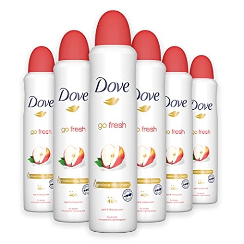 Dove Go Fresh Apple & White Tea Anti-Perspirant Deodorant Spray für Damen, 250 ml, 6 Stück