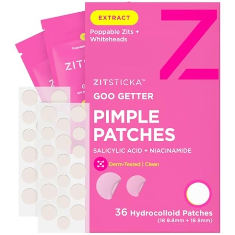 ZitSticka Pickelpflaster für Gesicht und Körper, Hydrokolloid-Pflaster zum Abdecken von Zits, Akne-Pflaster oder Zit-Punkt-Aufkleber, Körperpflaster (GOO GETTER 36 Pack)