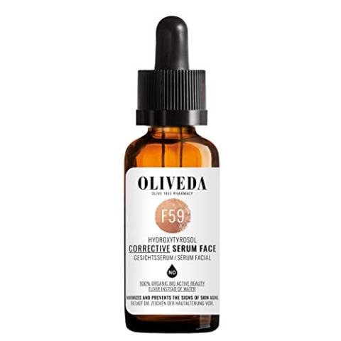 Oliveda F59 - straffendes Gesichtsserum Hydroxytyrosol Corrective | Sofort-Effekt leichten Linien | Hyroxytyrosol, Parakresse Extrakt, natürliches Hyaluron - strafft die Haut + feine Poren - 30 ml