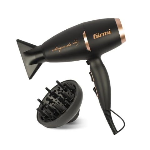 Girmi PH91 Professioneller bürstenloser Haartrockner, 2200 W, 2 Geschwindigkeiten, 3 Temperaturen, Ionic-Funktion, inklusive Diffusor und Konzentratoren, handlich