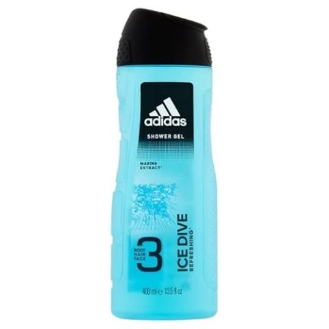 6x Adidas Duschgel Men - ICE DIVE - 3in1 (Körper, Haar, Gesicht) - 400ml