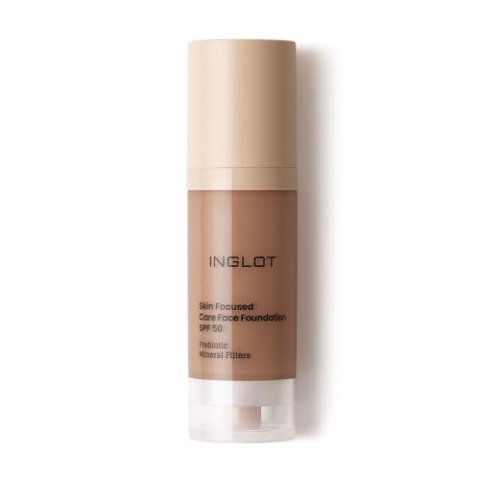 Inglot Illuminierende Foundation mit Hautpflege-Vorteilen | Sonnenschutz | Vegane Formel | Skin Focused Care Gesichtsfoundation SPF 50 | 30 ml 315 Deep Amber