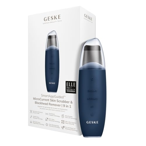 GESKE | SmartAppGuided™ MicroCurrent Skin Scrubber & Blackhead Remover | 9 in 1 | Skincare Tools | Face Cleaning | Anti Aging und Reinigung | Professionelle Gesichtsstraffung | Mitesserentferner