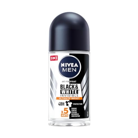 Nivea Roll On Men 50ml (Pack of 6) Invisible for Black & White Ultimate Impact Long-lasting Protection Against Yellow Stains 48 Hours Sweat Protection With Skin Care