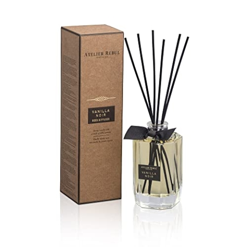 ATELIER REBUL VANILLA NOIR DUFTSTÄBCHEN (200ml) - Reichhaltiger Vanille-Raumduft - Elegante Duftstäbchen für ein angenehmes Raumklima, mit langanhaltendem Duft