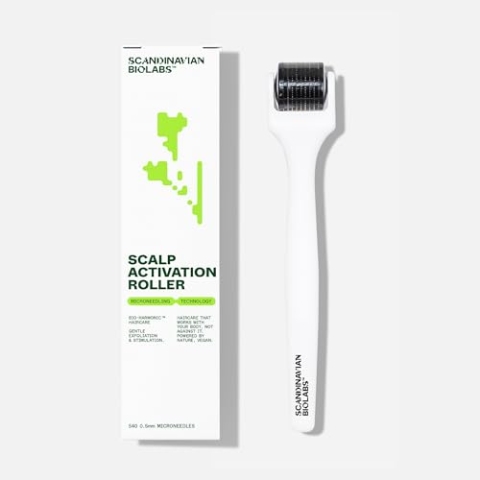 Scandinavian Biolabs Derma Roller - Hergestellt mit 540 Titan 0,5 mm Nadeln für Haarwachstum - Kopfhautaktivierungsroller (Parfümfrei, Unisex, Erwachsene mit Haarausfall)