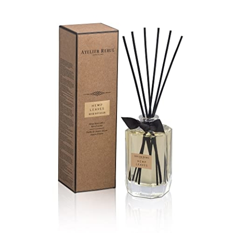 ATELIER REBUL Hemp Leaves Duftstäbchen (200ml) - Reichhaltig, dunkel und rauchig - Duftzerstäuber - Raumduft - Hochwertige Duftstäbchen für eine angenehme Raumatmosphäre