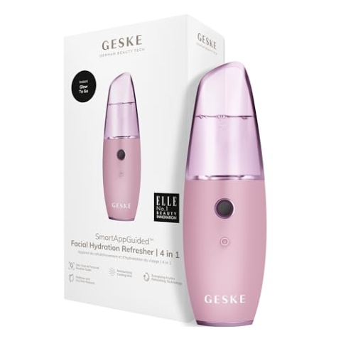 GESKE | SmartAppGuided™ Facial Hydration Refresher | 4 in 1 | Wasserzerstäuber | Gesichtsdampfer | Wasserspray | Face Mister | Gesichtsreinigungsgerät | Sprühnebler | Kosmetik | natürlicher Glow