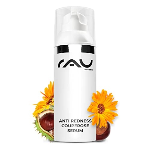 RAU Cosmetics Anti Redness Couperose Serum – Spezialpflege gegen Rötungen mit Rosskastanie, Calendula & Hyaluronsäure, Ideal bei Couperose, Rosacea & Besenreisern, 50 ml