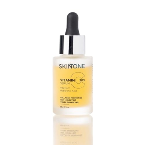SkinTone® Vitamin C 20% Serum Booster – Mit Vitamin E & Hyaluronsäure – Gesichtsserum – Collagen – Anti Falten – Anti Akne – Vitamin C Gesichtsserum – 60ml – Damen – Herren – Gesicht – Pflege – Pickel