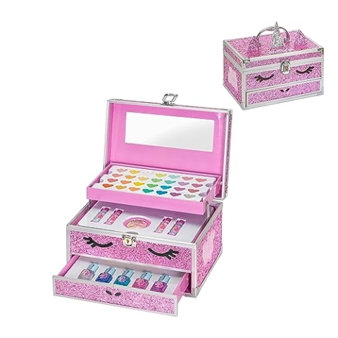 Martinelia - Maletín Con cara de Unicornio y purpurina rosa de maquillaje infantil, colección Little Unicorn - Unicorn Big CASE