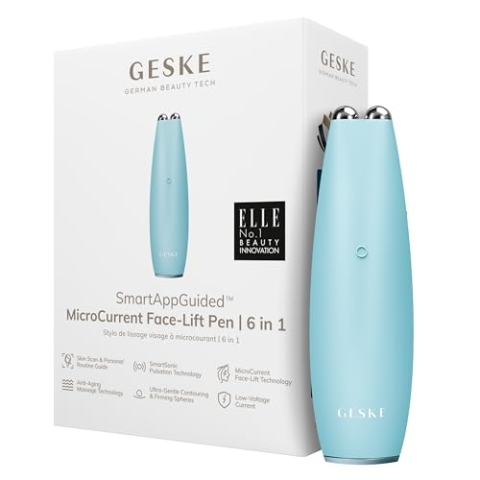 GESKE | SmartAppGuided™ MicroCurrent Face-Lift Pen | 6 in 1 | Skincare Tool mit Mikrostrom | Anti Aging Device | Gesichtsstraffung | Junge Haut ohne Falten | Gerät für das Gesicht