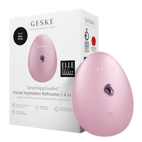 GESKE | SmartAppGuided™ Facial Hydration Refresher | 4 in 1 | Wasserzerstäuber | Gesichtsdampfer | Wasserspray | Face Mister | Gesichtsreinigungsgerät | Sprühnebler | Kosmetik | natürlicher Glow