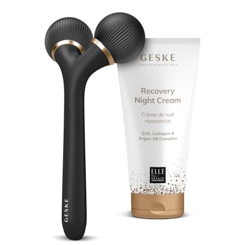 GESKE | SmartAppGuided™ Sonic Facial & Body Roller | 4 in 1 + GESKE Recovery Night Cream | Set mit passender Kosmetik-Zugabe | Beauty-Bundle