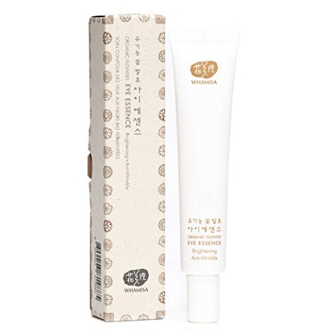 WHAMISA Organic Flowers Eye Essence - Korean Skin Care Augencreme gegen Falten und Augenringe Serum mit Adenosin - Koreanische Kosmetik Cream Fermentiert - 30ml