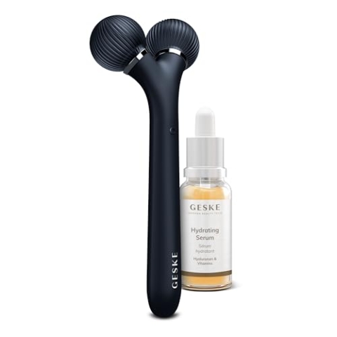 GESKE | Sonic Facial Roller 4 in 1 inkl. Hydrating Serum | SmartAppGuided Dermaroller | Set mit passender Kosmetik-Zugabe | Beauty-Bundle