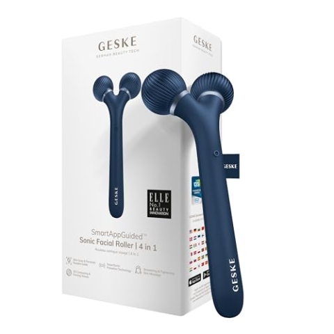 GESKE | SmartAppGuided™ Sonic Facial Roller | 4 in 1 | Gerät für Gesicht | Derma Roller | Professioneller Gesichtsroller | Strafft und definiert die Haut im Gesicht