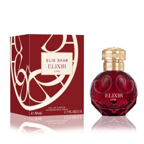 Elie Saab Elixir Love 50 ml – Eau de Parfum 50 – Frauen Parfüm – Fruchtig-floraler Chypre-Duft – Florale und Fruchtige Noten – Roter, Juwelenförmiger Glasflakon