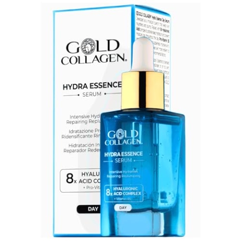 GOLD COLLAGEN Hydra Essence - Hyaluronsäure und Vitamin B5 Serum für Gesicht und Hals, Anti-Falten-Filling-Gesichtsserum für glatte und strahlende Haut, feuchtigkeitsspendende Skincare Tag Behandlung,