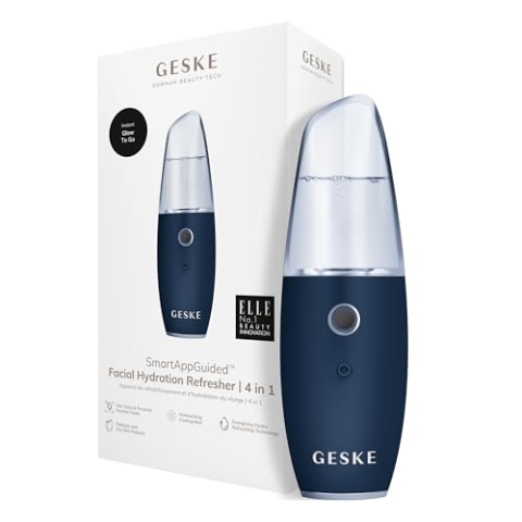 GESKE | SmartAppGuided™ Facial Hydration Refresher | 4 in 1 | Wasserzerstäuber | Gesichtsdampfer | Wasserspray | Face Mister | Gesichtsreinigungsgerät | Sprühnebler | Kosmetik | natürlicher Glow