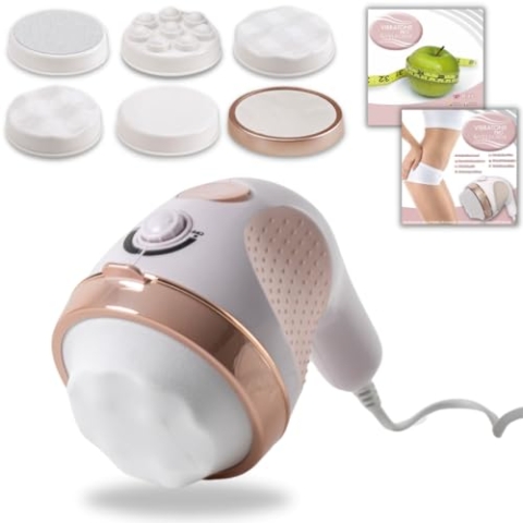 VELFORM Massagegerät Vibratone Pro, 6-tlg., zur Straffung der Haut, Vibration und Rotation mit Bimsstein Diätplan, Cellulite Massage, Hautpflege, Wellnessgerät, Schönheitspflege, Körperstraffung