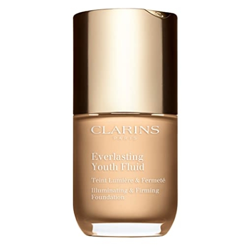 Clarins Everlasting Youth Fluid Foundation, Anti-Aging, mittlere bis volle Deckkraft, hellt auf, glättet und strafft sichtbar, Satin-Finish, enthält Pflanzenextrakte mit Vorteilen