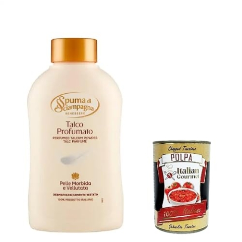 12x Spuma di sciampagna Talco Profumato Körperpuder Klassisch Talkum 200g + Italian Gourmet polpa 400g