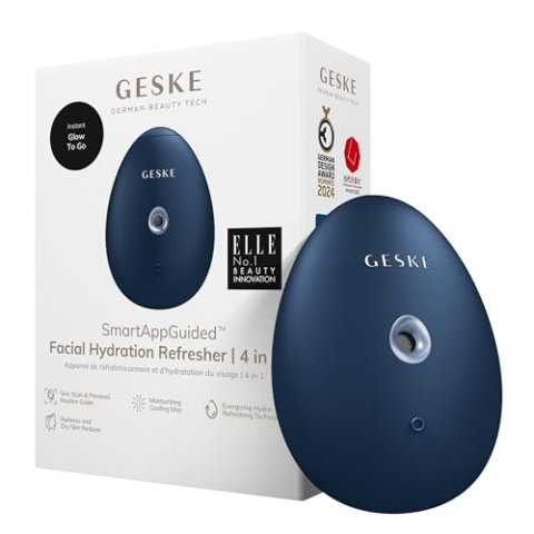 GESKE | SmartAppGuided™ Facial Hydration Refresher | 4 in 1 | Wasserzerstäuber | Gesichtsdampfer | Wasserspray | Face Mister | Gesichtsreinigungsgerät | Sprühnebler | Kosmetik | natürlicher Glow
