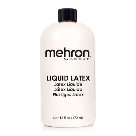 Mehron Make-up Liquid Latex Clear | SFX-Make-up | Latexkleber für die Haut | Prothesenkleber (470 ml)