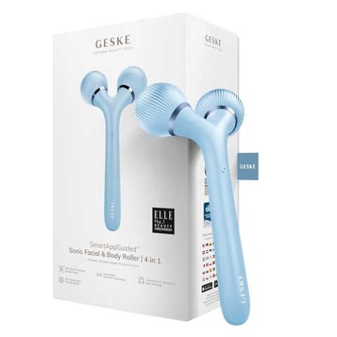 GESKE | SmartAppGuided™ Sonic Facial & Body Roller | 4 in 1 | Derma Roller | Gerät für Gesicht und Körper | Professioneller Gesichtsroller | Strafft und definiert Körper und Gesicht