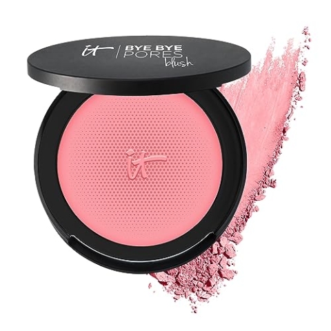 IT Cosmetics Bye Bye Pores Blush, Je Ne Sais Quoi Buildable Color - Diffuses The Look Of Pores & Imperfections - Hydrolyzed Collagen, Peptides & Antioxidants - 0.192 Oz Je Ne Sais Quoi (Brigh Pink)