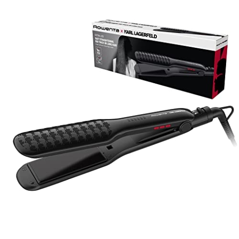 Rowenta x KARL LAGERFELD SF411L Extra Liss Haarglätter, große Oberfläche, 6 Temperaturen, schnelle Heizung, Keratinbeschichtung, Schwarz