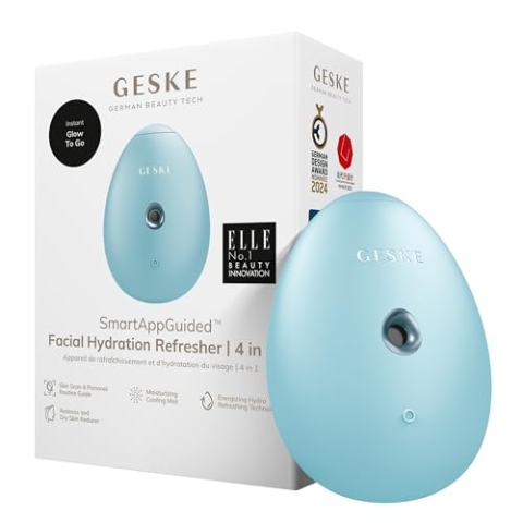 GESKE | SmartAppGuided™ Facial Hydration Refresher | 4 in 1 | Wasserzerstäuber | Gesichtsdampfer | Wasserspray | Face Mister | Gesichtsreinigungsgerät | Sprühnebler | Kosmetik | natürlicher Glow