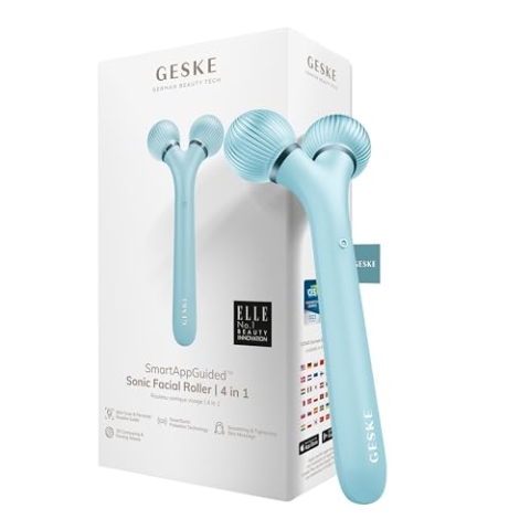 GESKE | SmartAppGuided™ Sonic Facial Roller | 4 in 1 | Gerät für Gesicht | Derma Roller | Professioneller Gesichtsroller | Strafft und definiert die Haut im Gesicht