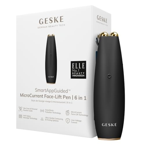 GESKE | SmartAppGuided™ MicroCurrent Face-Lift Pen | 6 in 1 | Skincare Tool mit Mikrostrom | Anti Aging Device | Gesichtsstraffung | Junge Haut ohne Falten | Gerät für das Gesicht