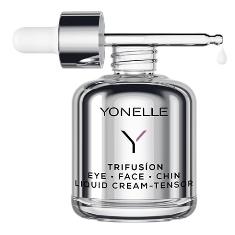 YONELLE TRIFUSION Flüssige Gesichtscreme für Reife Haut, Tag und Nacht - Anti-Falten-Creme mit Glucarsäure und Peptiden 50 ml - Verbessert das Gesichtsoval und sorgt für ein Gefühl von Hautton