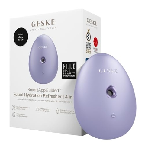 GESKE | SmartAppGuided™ Facial Hydration Refresher | 4 in 1 | Wasserzerstäuber | Gesichtsdampfer | Wasserspray | Face Mister | Gesichtsreinigungsgerät | Sprühnebler | Kosmetik | natürlicher Glow