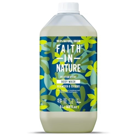 Faith In Nature Natural Seaweed & Citrus Body Wash, Detoxifying, Vegan & Cruelty Free, No SLS or Parabens, 5L Refill Pack