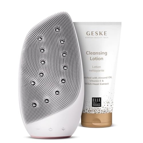 GESKE | SmartAppGuided™ Sonic Thermo Facial Brush & Face-Lifter | 8 in 1 + GESKE Cleansing Lotion | Set mit passender Kosmetik-Zugabe | Beauty-Bundle