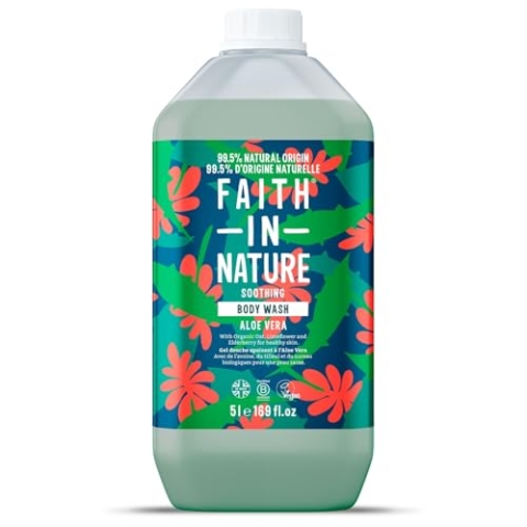 Faith In Nature Natural Body Wash - Duschgel - Vegan & Cruelty Free, ohne SLS oder Parabene - 5L Nachfüllpack - Aloe Vera