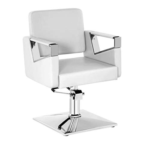Physa BRISTOL WHITE Friseurstuhl höhenverstellbar Friseursessel Drehstuhl (weiß, Stahl, Kunstleder, 360°-drehbar)