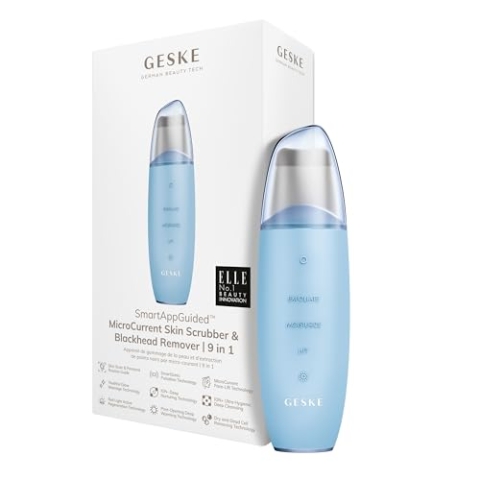 GESKE | SmartAppGuided™ MicroCurrent Skin Scrubber & Blackhead Remover | 9 in 1 | Skincare Tools | Face Cleaning | Anti Aging und Reinigung | Professionelle Gesichtsstraffung | Mitesserentferner