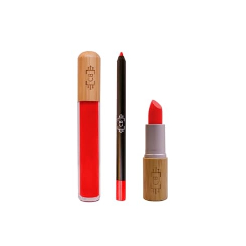 Sustainable & Vegan Lips Set Glossy | Cruelty Free (Rot)